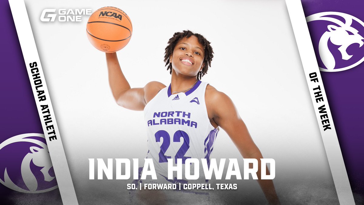 You know it. You love it. It's our @GameOne_USA Scholar Athlete of the Week! Winning the honor this week is @UNAHOOPS forward, India Howard 🏀 #RoarLions🦁