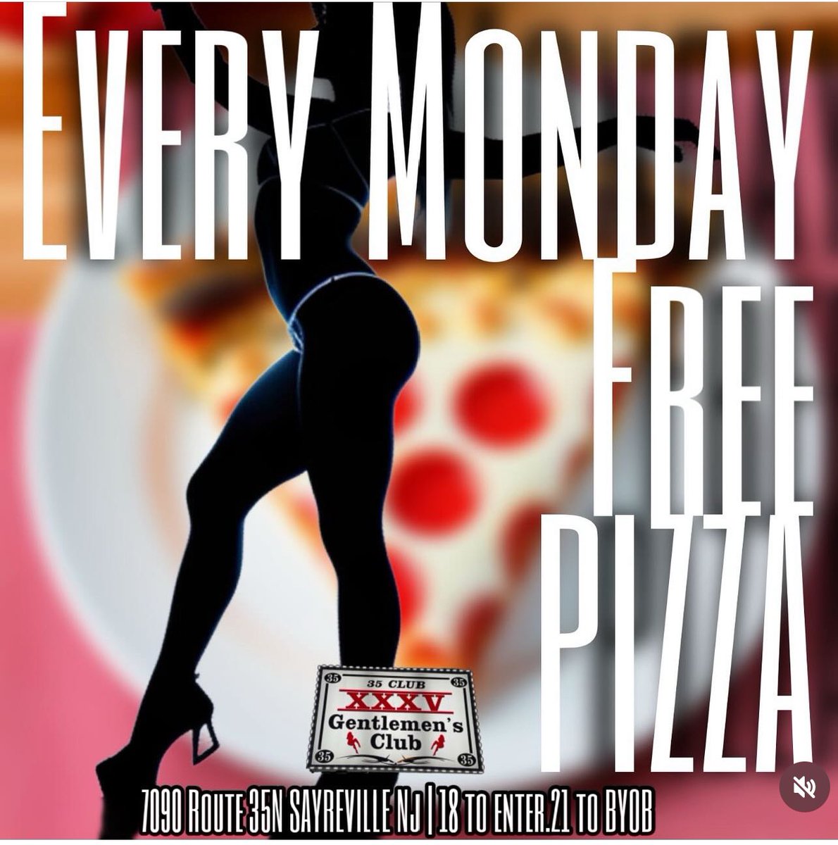 Doors open 6pm-4am
#FREEPIZZA 
Pizza Mondays 
Grab a slice and relax with these ladies
ALL MLB GAMES ON
NHL PLAYOFFS
NBA PLAYOFFS
7090 RT35N
Sayreville NJ
732-727-3550
XXXVCLUB.com