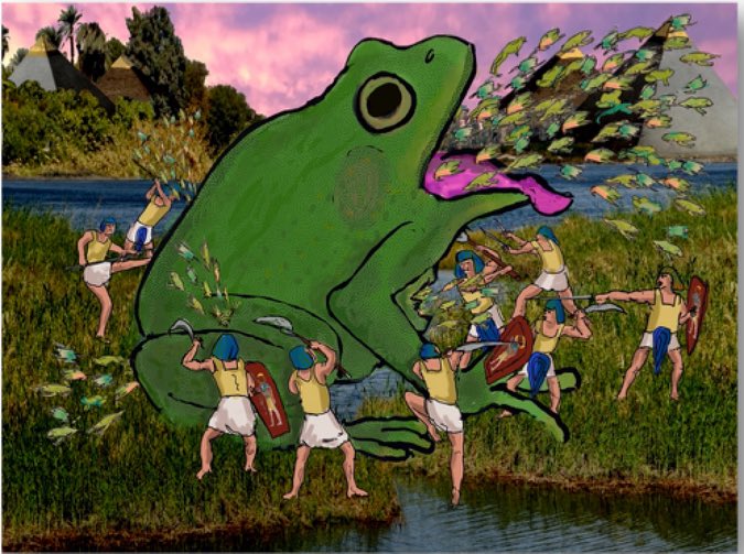 just learned there’s a Jewish interpretation of Passover where the plague of Frogs was started by a single frog kaiju that shot smaller frogs from its mouth every time it got hit and nothing has made me want to convert more
