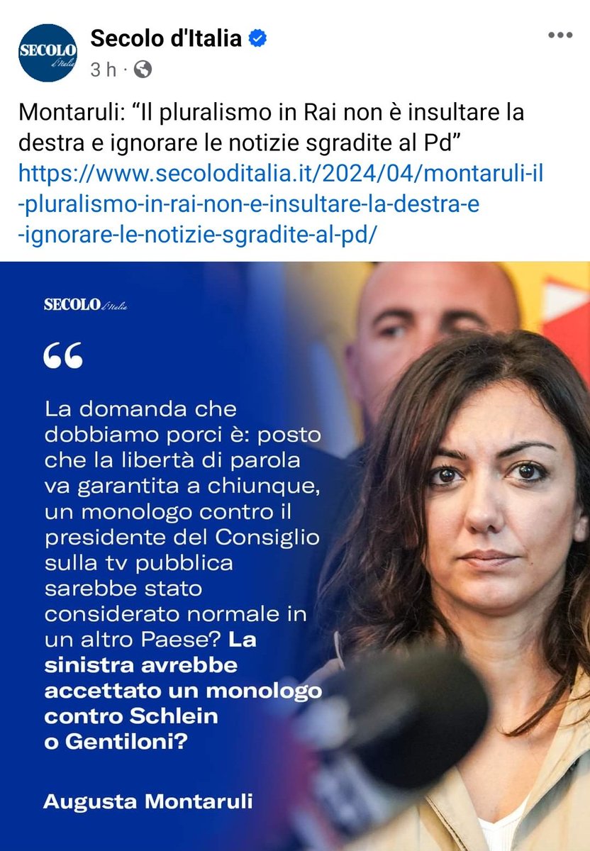 La deputata Montaruli, della Commissione di Vigilanza Rai, conferma che la censura di Scurati è politica. Questa pratica, tipica di regimi totalitari, limita la libertà di espressione e il pluralismo, mantenendo il potere senza contraddizioni. #matrice