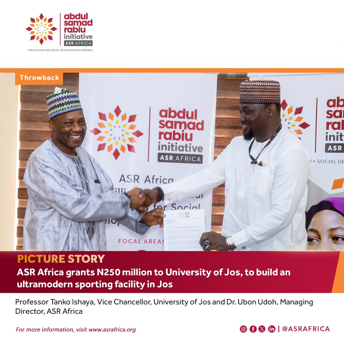 In 2022, ASR Africa announced a N5.5 billion grant to 22 universities and institutions of higher learning across Nigeria, as part of our Tertiary Education Grants Scheme (TEGS). Each institution received between N250Million to N1Billion for infrastructure projects. University of