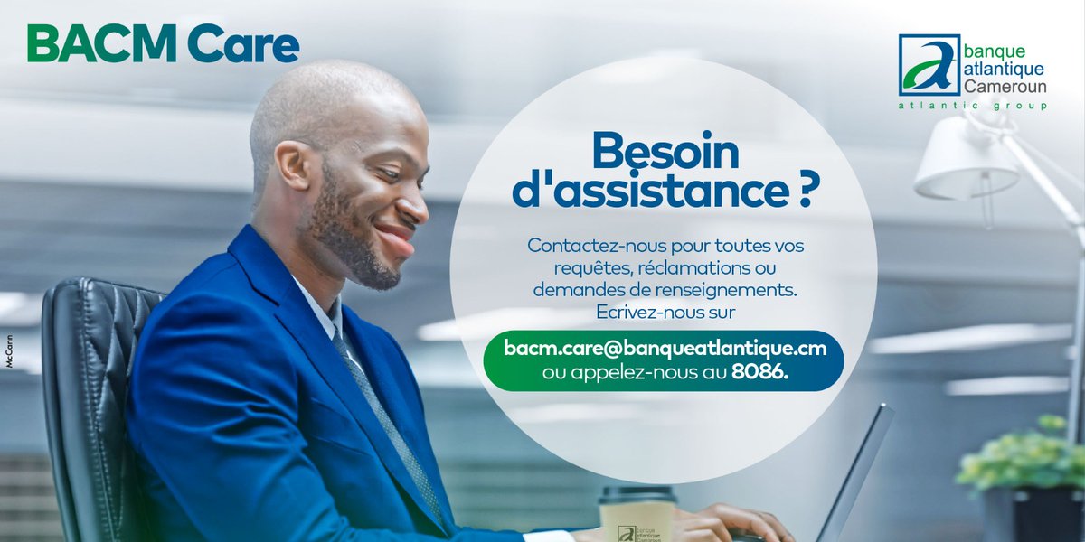 AFGBankCameroun's tweet photo. Besoin d'assistance ?
๐ง ๐๐๐ซ๐ข๐ฏ๐๐ณ-๐ง๐จ๐ฎ๐ฌ ๐ฌ๐ฎ๐ซ ๐๐๐๐ฆ.๐๐๐ซ๐@๐๐๐ง๐ช๐ฎ๐๐๐ญ๐ฅ๐๐ง๐ญ๐ข๐ช๐ฎ๐.๐๐ฆ ๐จ๐ฎ ๐๐๐ฉ๐ฉ๐๐ฅ๐๐ณ ๐ง๐จ๐ฎ๐ฌ ๐๐ฎ ๐๐๐๐.
#BACMCare #CustomerOrientedBank #BACMseReivente https://t.co/e9tp8vL3Bx