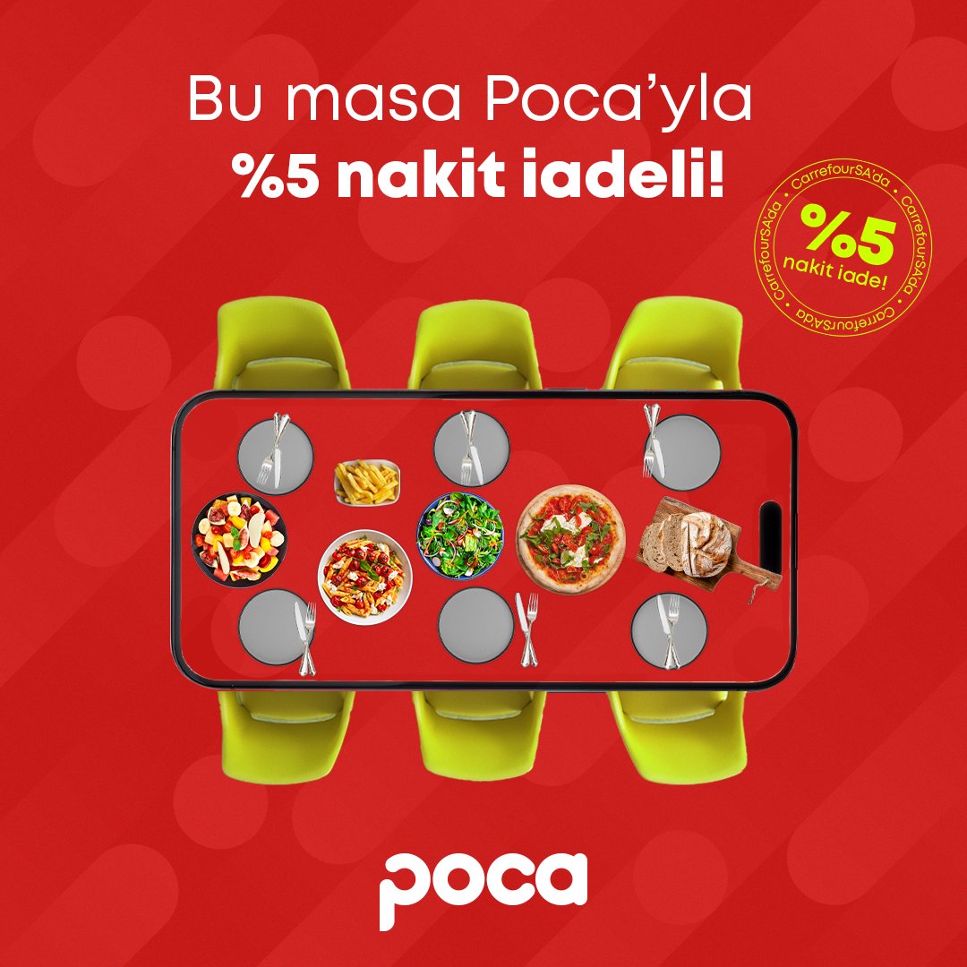 CarrefourSA’dan yapacağınız alışverişlerde %5 nakit iade Poca’da! 💸 Siz de hemen profilimizdeki linkten Poca'yı indirin; indirimli alışverişin keyfini çıkarın. 🛒 #Poca #PocaCebinde #ParanCebinde #Cashback #Kampanya #İndirim #Nakitİade #CarrefourSA