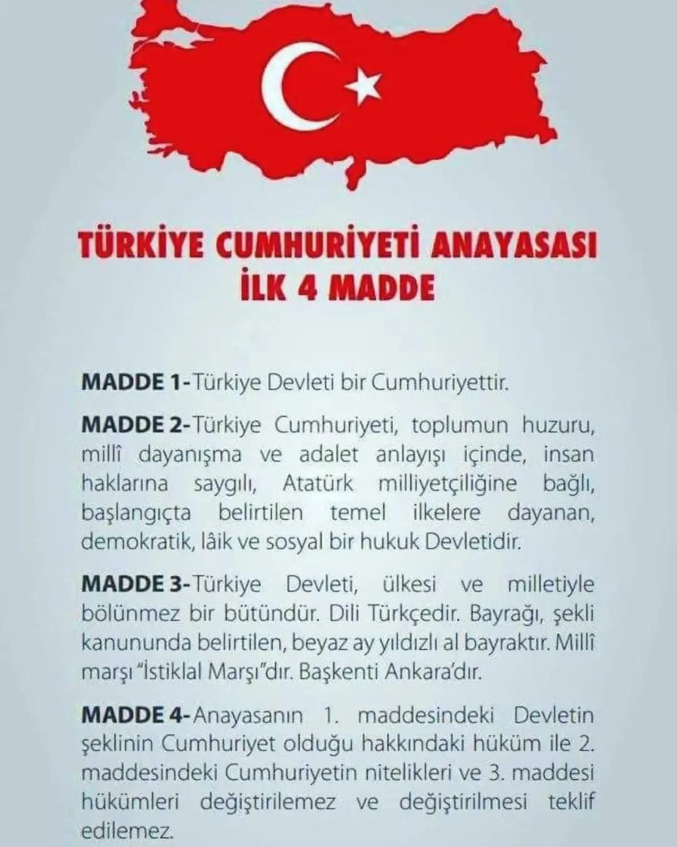 Anayasanın ilk dört maddesi Türk hakimiyetini ifade eder. Anayasanın ilk dört maddesini hedefe koyan siyasetçinin tüm yetkileri elinden alınmalıdır.