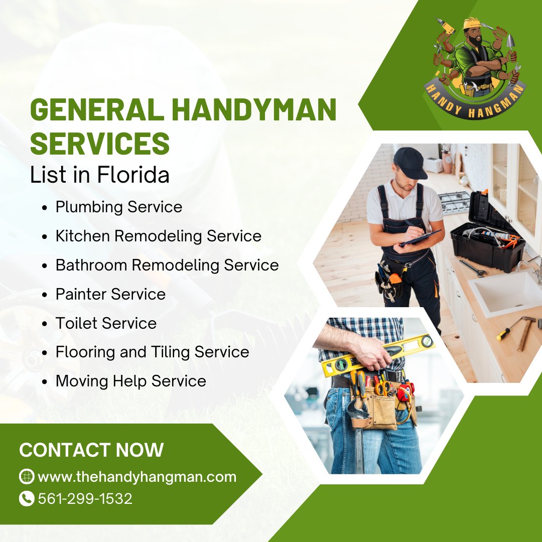 Discover diverse handyman services in Florida with The Handy Hangman. Your one-stop solution! #HandymanServices #FloridaHandyman #HomeImprovement #FloridaHome #Repairs #Renovations #FixIt #HomeMaintenance #FloridaLife #DIY #HouseRepairs #FloridaLiving #HandymanLife #Remodeling