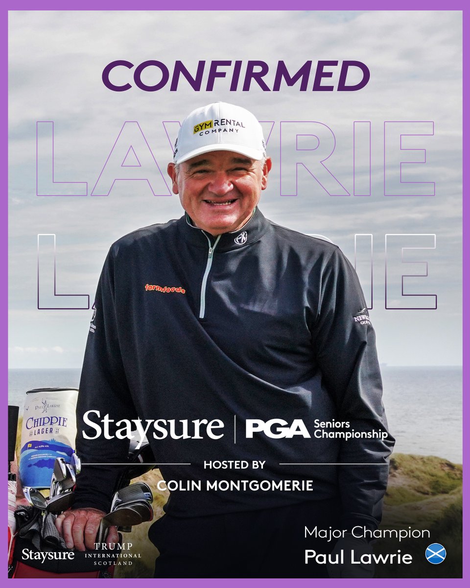 euLegendsTour's tweet photo. Major boost for the Staysure PGA Seniors Championship hosted by Colin Montgomerie at Trump International, Scotland.
Local legend & Aberdeen's favourite son - @PaulLawriegolf - the 1999 Open Champion, is confirmed in the field.
Buy tickets now https://t.co/k6Me6ZCITQ
#SPGASC https://t.co/6ONBDrHgsv