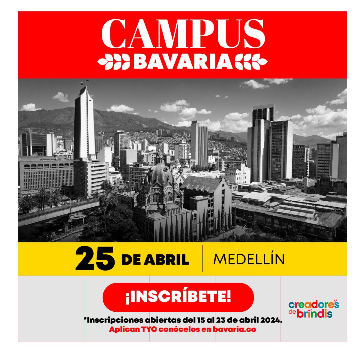 🚀 ¡Medellín, #CampusBavaria te espera! Junto a Álvaro de Luna, VP de Mercadeo, podrás conocer todo sobre el mundo de nuestras marcas Bavaria y descubrir cómo puedes ser parte de nuestro equipo. Inscríbete forms.office.com/r/XG5i8GGYYf