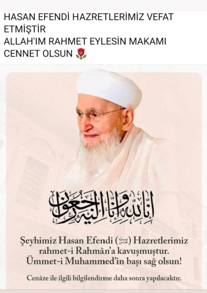 Alimin ölümü alemin ölümü gibidir. Allah Rahmet eylesin 🤲 Makamı cennet olsun 🌹