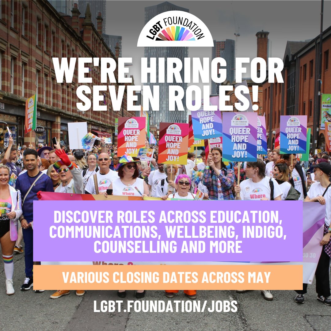 🌟 Ready for your next adventure? Passionate about supporting LGBTQ+ people? 🏳️‍🌈 Join us at one of the UK's top charities! Applications opening this week for 7 new roles, with deadlines across May. Make a difference with us at lgbt.foundation/jobs #CharityJobs #LGBTJobs
