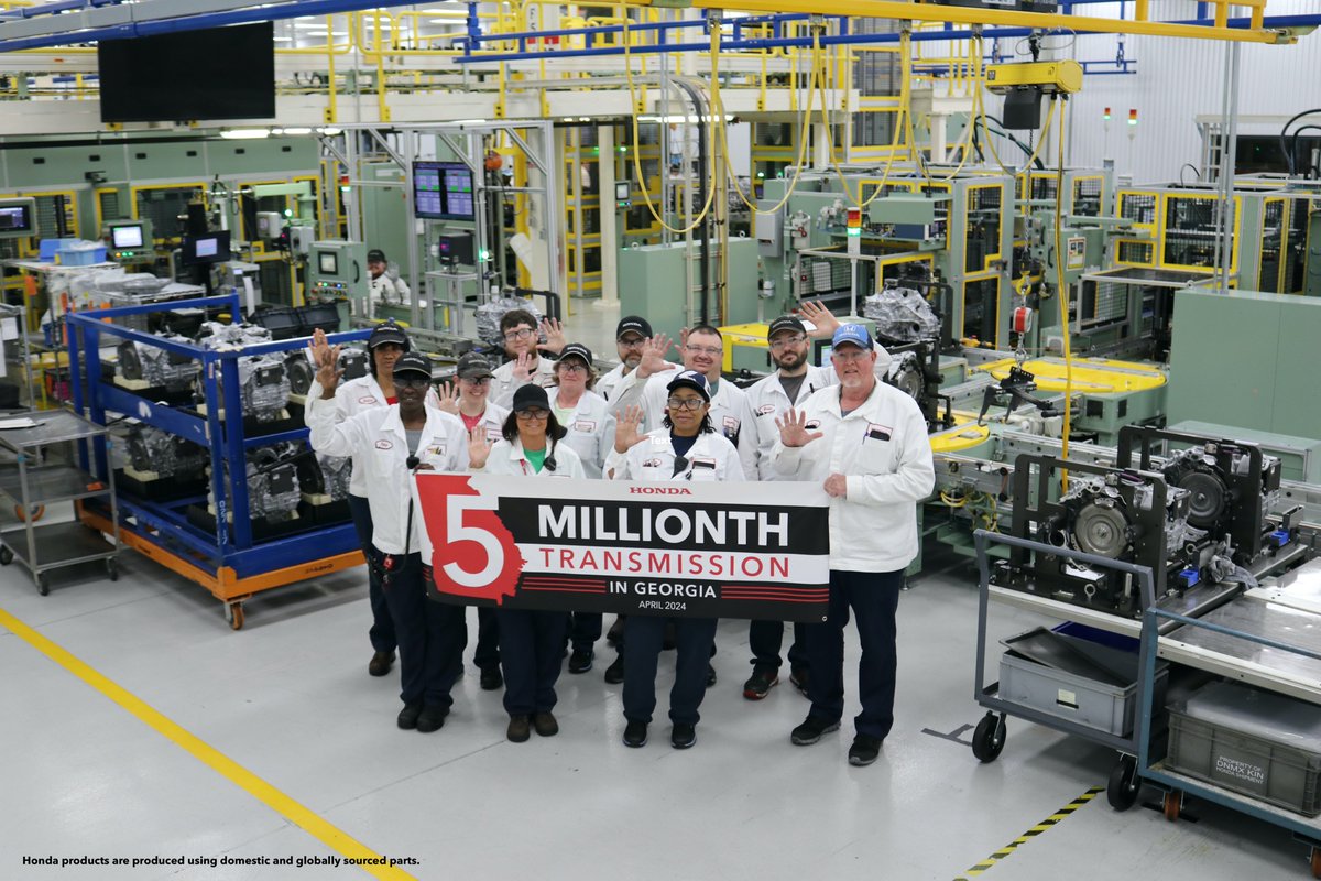Congratulations to Honda associates at our Georgia Transmission Plant on reaching the 5 million #manufacturing milestone! Honda associates have been building transmissions at our facility in Tallapoosa, #Georgia since 2006. #MadeinAmerica
