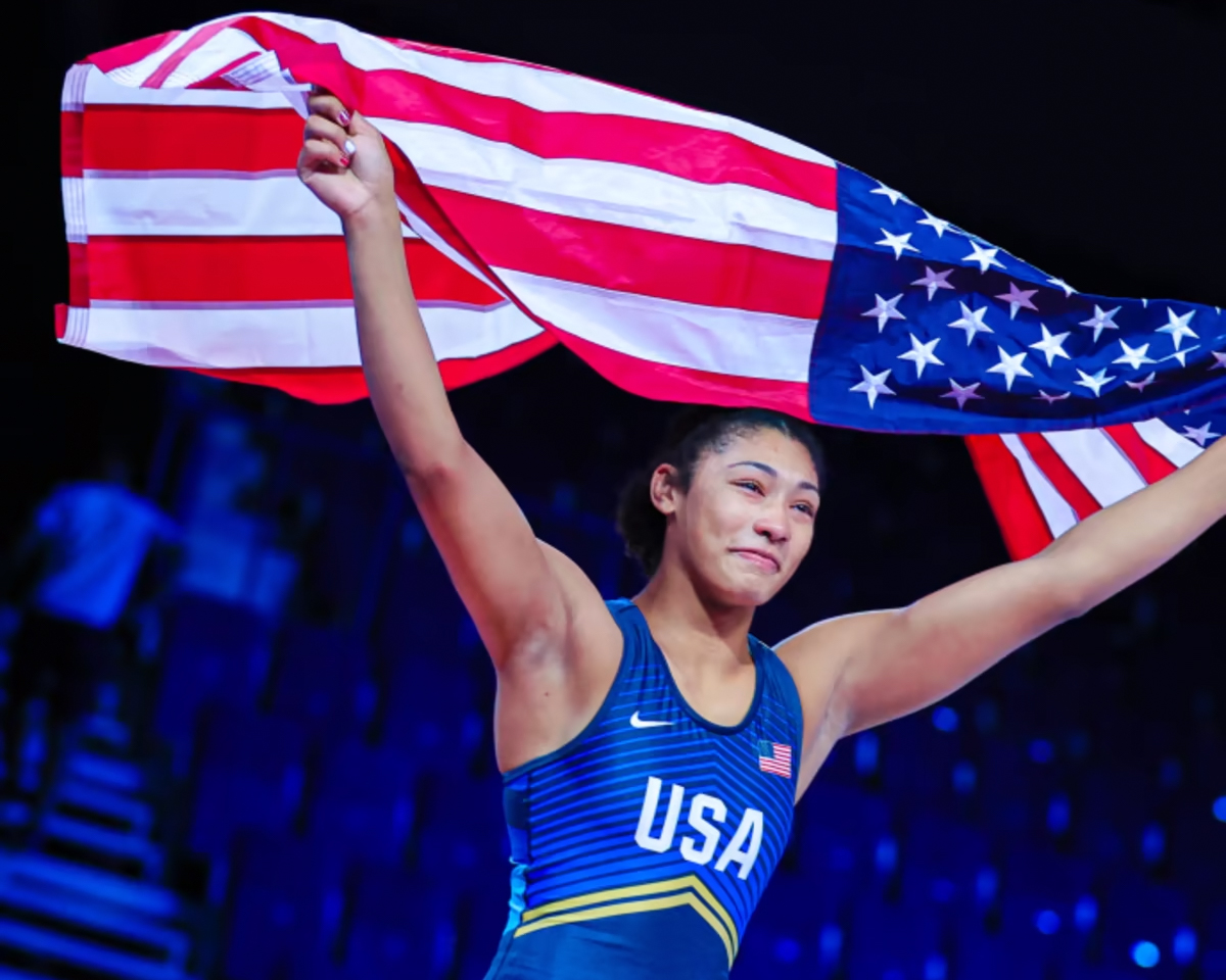 🇺🇸 Kennedy Blades ‘22 is the next Olympic athlete from Wyoming Seminary! 🇺🇸 Over the weekend, Kennedy won first place at 76 kg in the U.S. Olympic Wrestling Trials and qualified for the 2024 Paris Olympics. #GoBlueKnights (right photo courtesy of USA Wrestling)