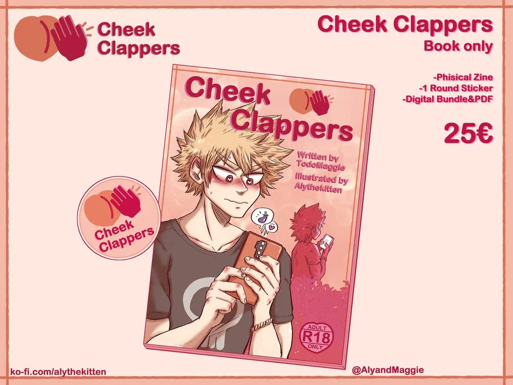 🍑👏🏻 CHEEK CLAPPERS PREORDERS ARE OPEN! 🍑👏🏻 Don't miss the opportunity to snatch your copy~ preorders are open until 25th May, you can find the store on alythekitten.bigcartel. com ✨ I'm so proud of this project, it's like a dream coming true! 🥰🥰🥰