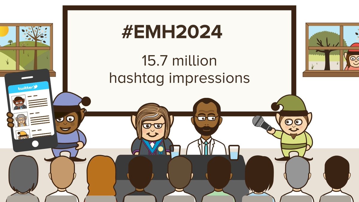 Big thanks to everyone who tweeted at #EMH2024 today! ‣ 45 people ‣ Sent 273 tweets ‣ Making 15.7m hashtag impressions Great work from @DBadenoch taking this #BeyondTheRoom Fab Twitter thread here: twitter.com/Mental_Elf/sta… Video interviews here: youtube.com/watch?v=kLflNc…