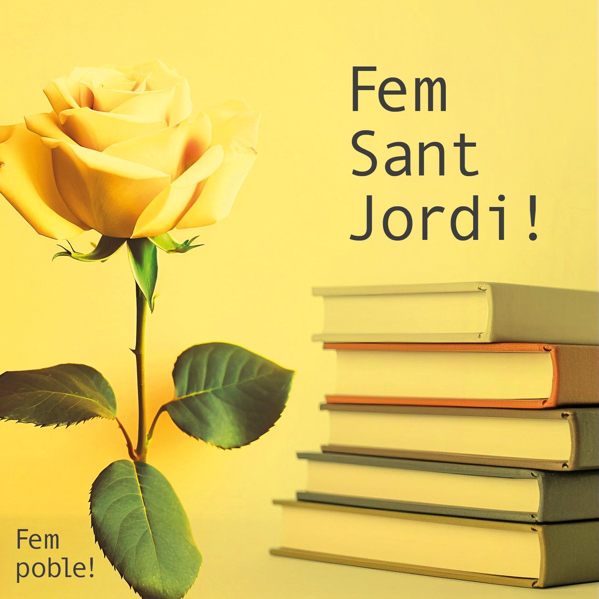 DIADA DE SANT JORDI 2024! Enguany també serem a la plaça de l’Església. A la parada de Fem Poble tindrem roses grogues i roges així com llibres d’autors i autores locals publicats durant el darrer any. Us hi esperem! 💛📚🌹 #SantJordi24 #fempobleulldecona #ulldecona #femsantjordi