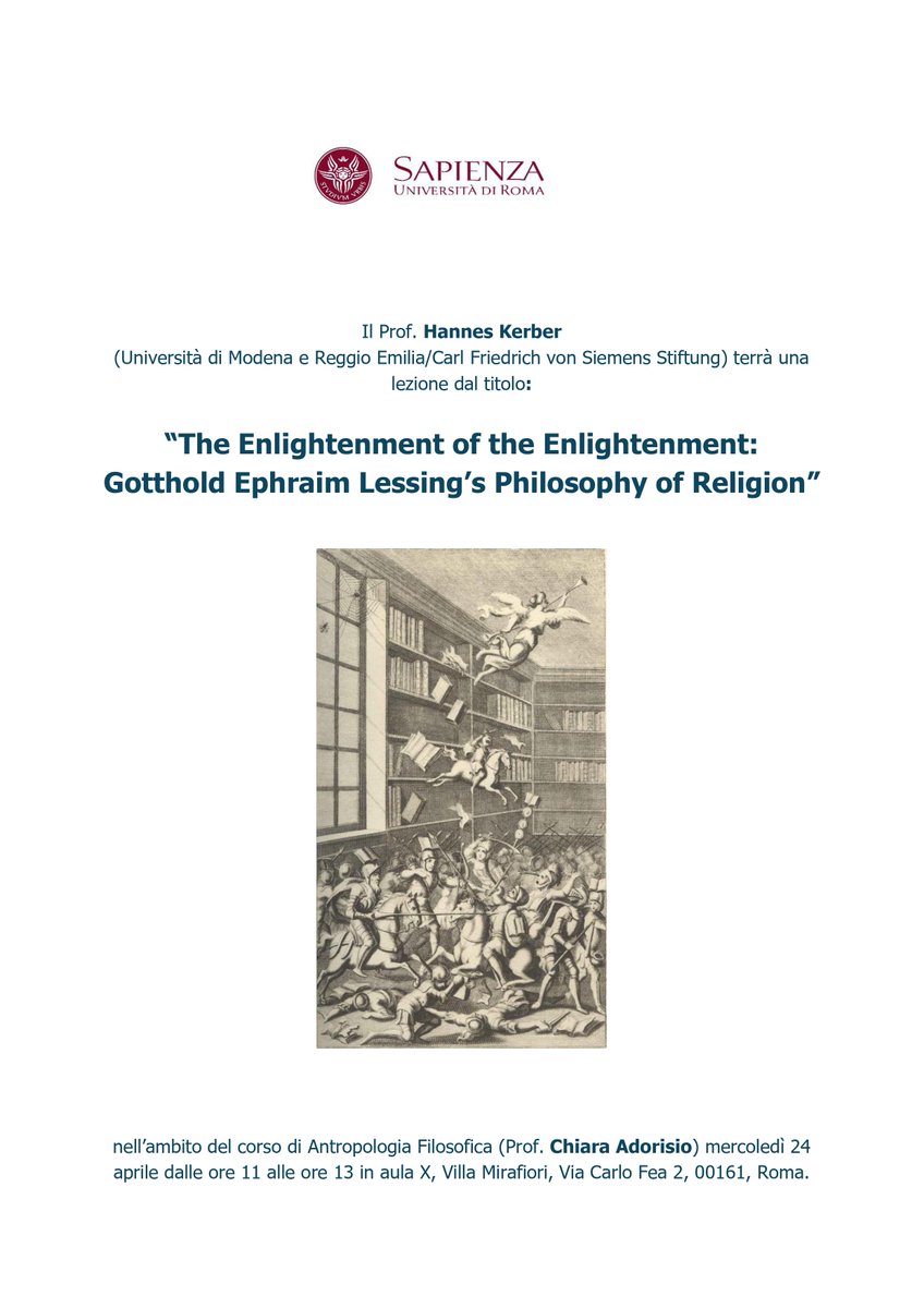 HannesKerber's tweet image. All roads lead to Rome! Tomorrow, mine will lead me straight to La Sapienza (@SapienzaRoma). I am truly thrilled and deeply honored to speak about Gotthold Ephraim #Lessing&apos;s philosophy of religion!