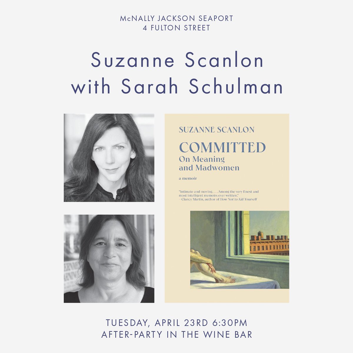 New York friends - this is tomorrow night! so honored to be in conversation with one of my all time favorite writers @sarahschulman3