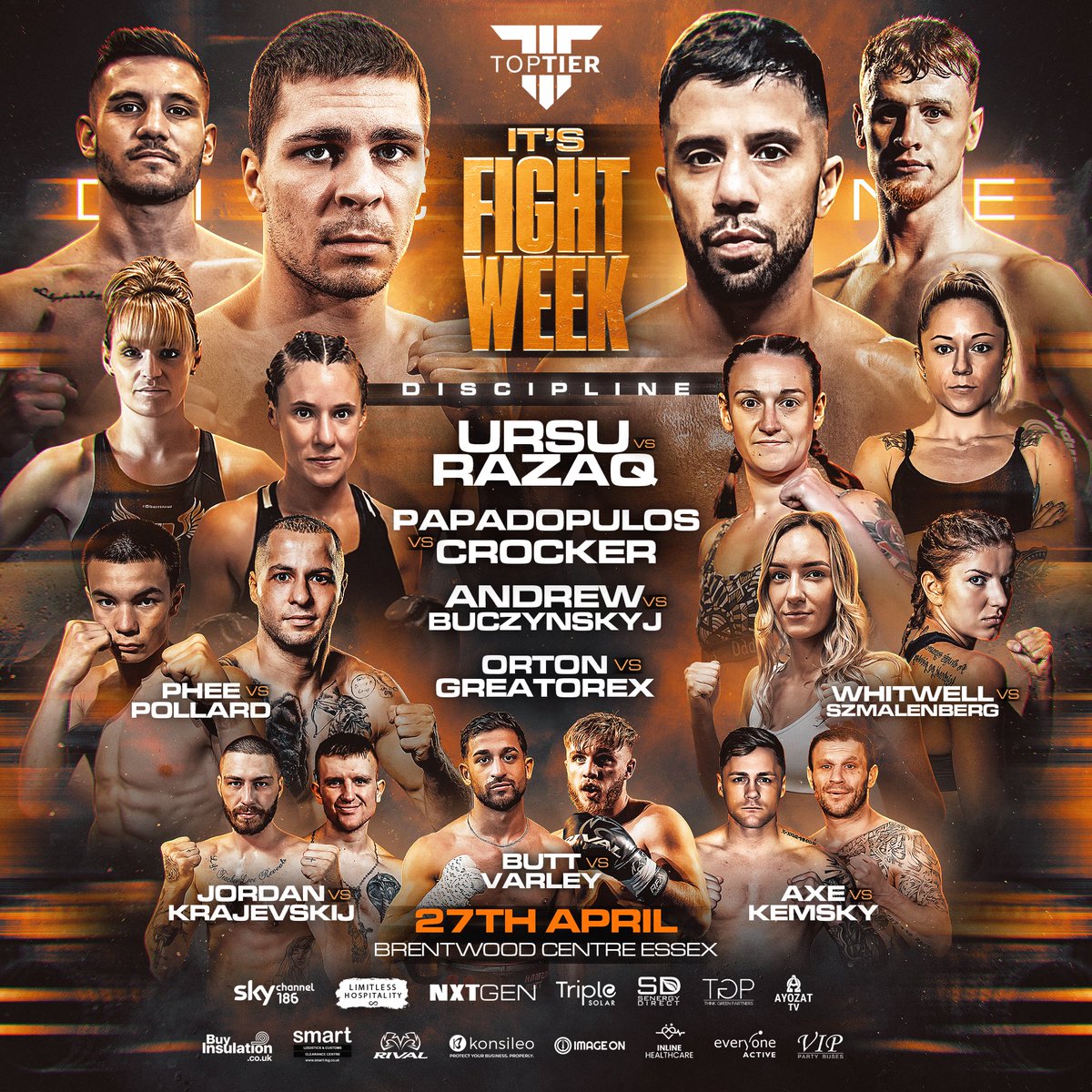 Main Event-Constantin Ursu 
Co-Main <a href="/steliosboxing/">Stelios Papadopoulos</a> 
<a href="/_toptierboxing/">TopTier Boxing</a>
<a href="/AYOZATTV/">AYOZAT</a>
<a href="/skytv/">Sky TV</a> 186
🗓️ 27th April 
📍 Brentwood Centre, Essex.