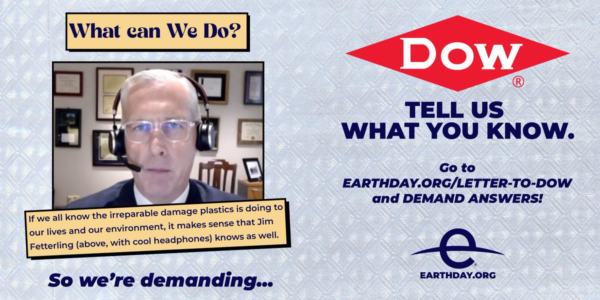 This #EarthDay, it's the Planet vs. @dow_official ! It's time for transparency and accountability. Join us in demanding action from Dow by sending a letter urging them to release their research ‼️ bit.ly/3vUeZon #PlanetvsPlastics #EndPlastics #HoldDowAccountable
