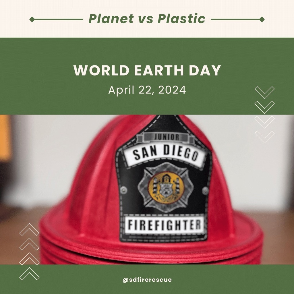 We recently switched from plastic to plant fiber Junior Firefighter helmets, saving 200,000 plastic helmets from landfills in less than one year. We are proud to support a small local business while making a big impact on the environment. #earthday #EarthDay2024 #SDFD