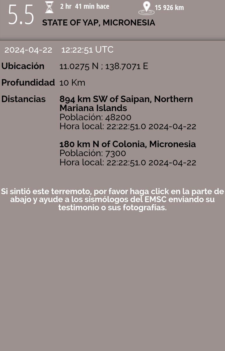 Sismo 5.5 en Micronesia 🇫🇲 #earthquake #Temblor #sismo