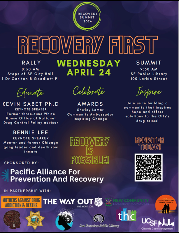 Rally for recovery this Wednesday 4/24 at City Hall ahead of the 2024 Recovery Summit. THC’s Director of Recovery Services, Richard Beal, will be awarded the Shirley Lamar Community Ambassador award!