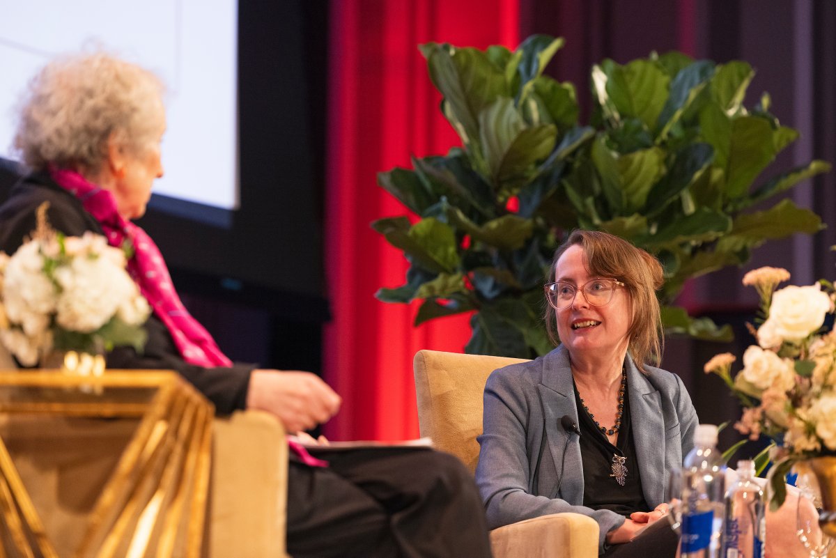 Author and poet Margaret Atwood was featured in conversation with Professor Emily Wilson during @PennSAS' annual Dean’s Forum. Atwood is best known for “The Handmaid’s Tale,” the 1985 dystopian classic that is now a television series. Read More: bit.ly/4aJXcPM