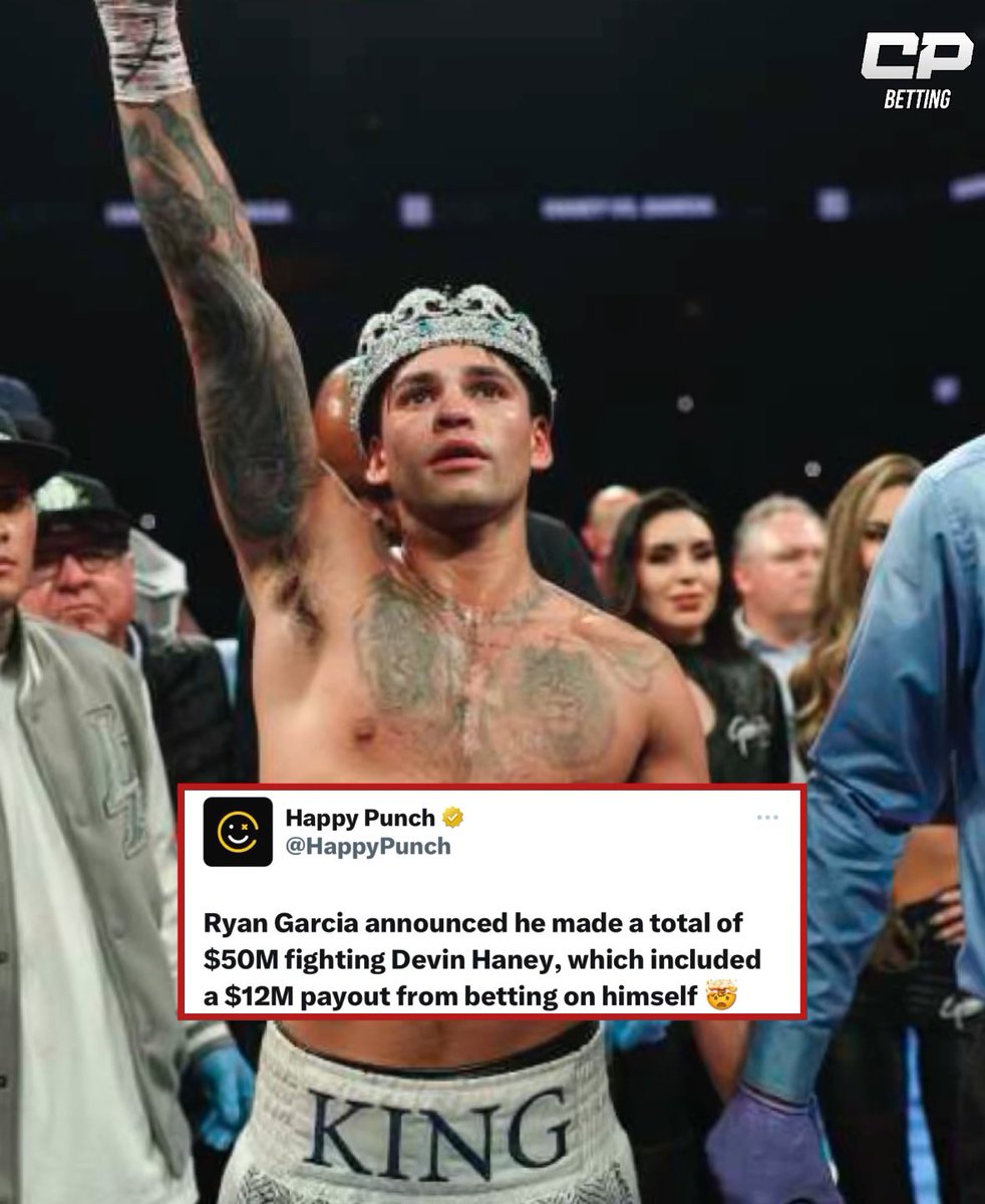 Ryan Garcia made $50,000,000 off his fight against Devin Haney 💰 Garcia also bet $2,000,000 on himself at +500 odds, which paid out $12,000,000 on its own 😮‍💨