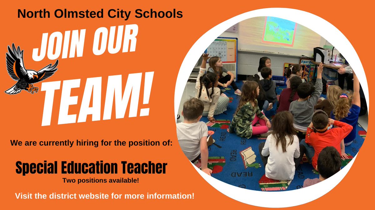 We are looking for two Special Education Teachers to join our team! More information about this job posting is available at the link. applitrack.com/nolmsted/onlin…