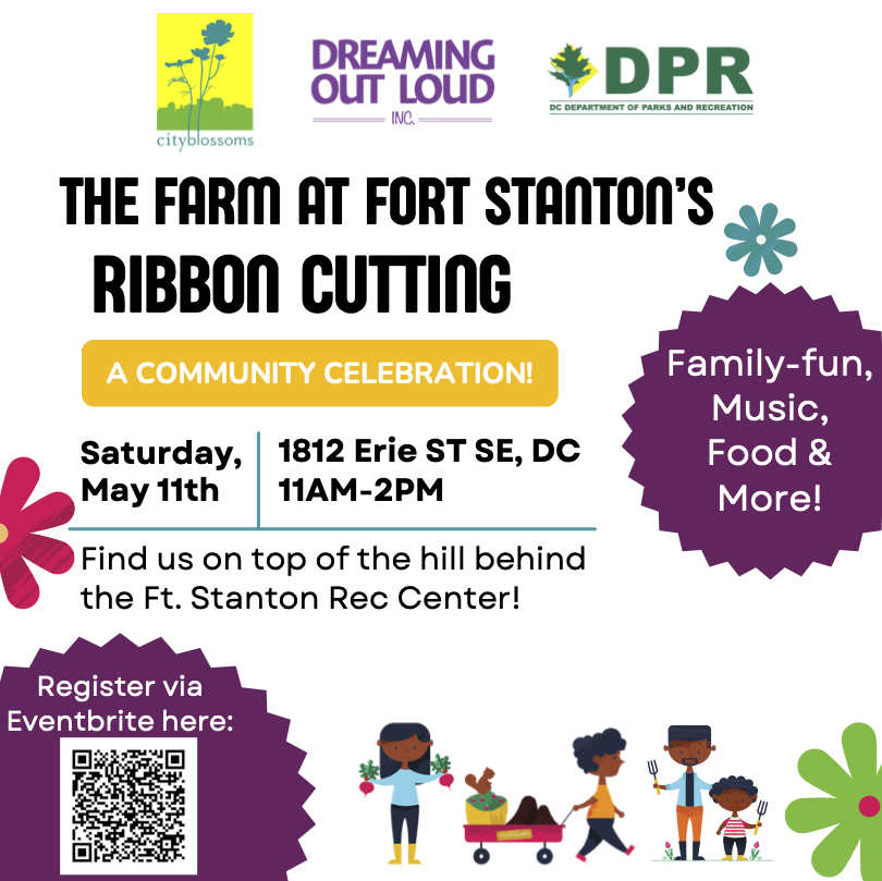 Did you know about our second farm at Fort Stanton? Well, we're having a PARTY!!!! Join us and our friends at @cityblossoms and @DCDPR for a #RibbonCutting Ceremony and a day of fun and food on the #farm!