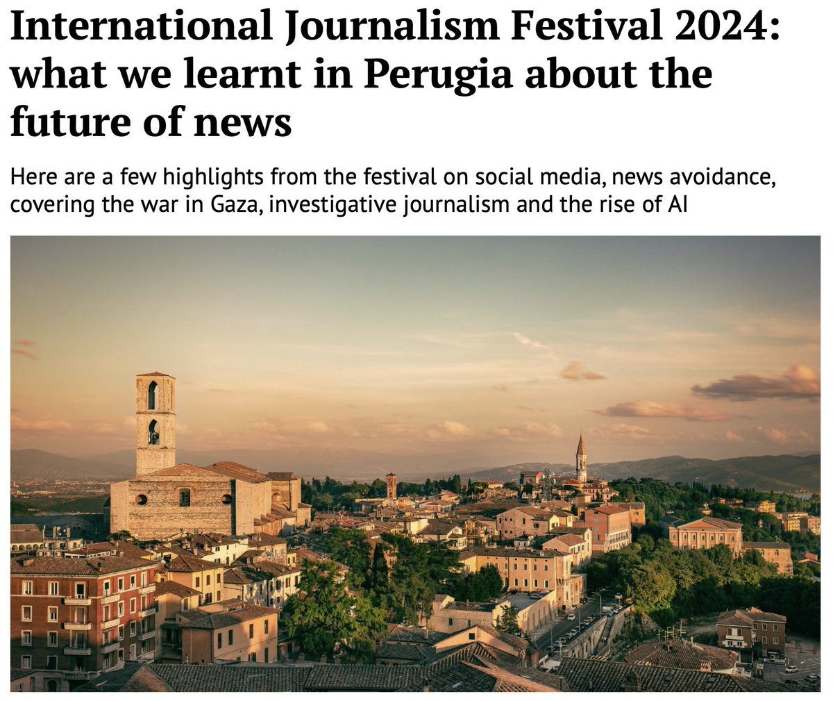 .@risj_oxford wrote a fantastic review of the @journalismfest for those of us who could not attend it in person this year. Here are some of the take-aways that got my attention: ☑️AI regulations are likely to stifle press freedom even to a higher degree.Governments may use AI to…