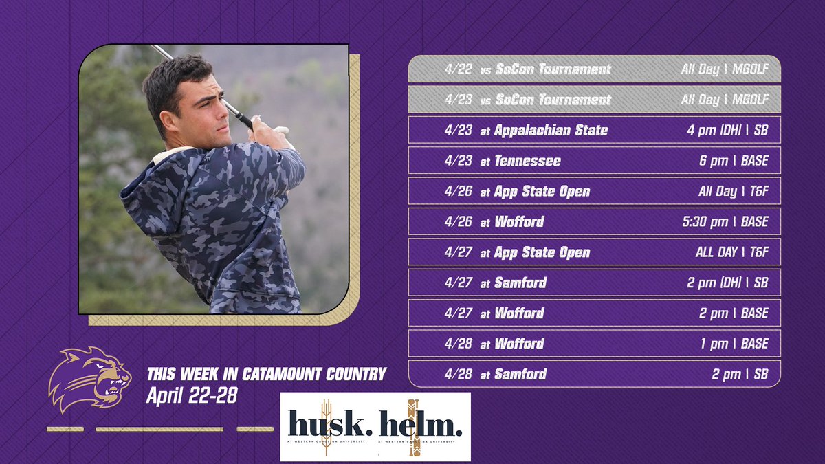 FANS!! This Week in #CatamountCountry features a road-heavy week that starts with @CatamountMGolf in the SoCon Championship. @CatamountSB heads to App State before making the trip to Samford. @CatamountBSB heads to Knoxville before a trek to Spartanburg. @catamountxctf closes out…