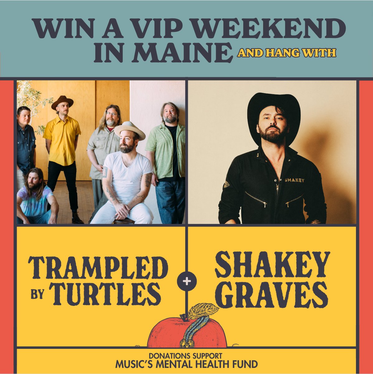 Win a trip to hang with us at our show in Portland, Maine with @ShakeyGraves including travel, hotel, side stage viewing plus a signed Gibson guitar! Donate now to support @SweetRelief & @backline_care's Music's Mental Health Fund at: fandiem.com/tbtshakey @winwithfandiem