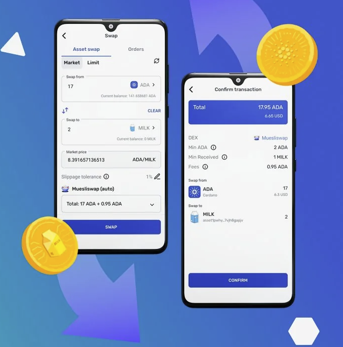 YoroiWallet's tweet photo. Quickly and easily perform Swaps on #Cardano, right from your mobile phone ๐ฒ
Yoroi Swaps allows you to convert your $ADA to #Cardano assets in seconds, or visa-versa.
Your gateway to Cardano ๐ https://t.co/NDYElhF3Mh #CNTs #CardanoTokens https://t.co/E4dDXQ7tme
