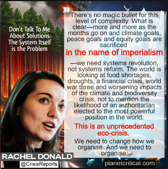 ..'What is clear—more and more as the months go on and climate goals, peace goals and equity goals are sacrificed in the name of imperialism—we need systems revolution, not systems reform.' Rachel Donald *Planet Critical @CrisisReports #ClimateCrisis ➡️planetcritical.com/p/dont-talk-to…