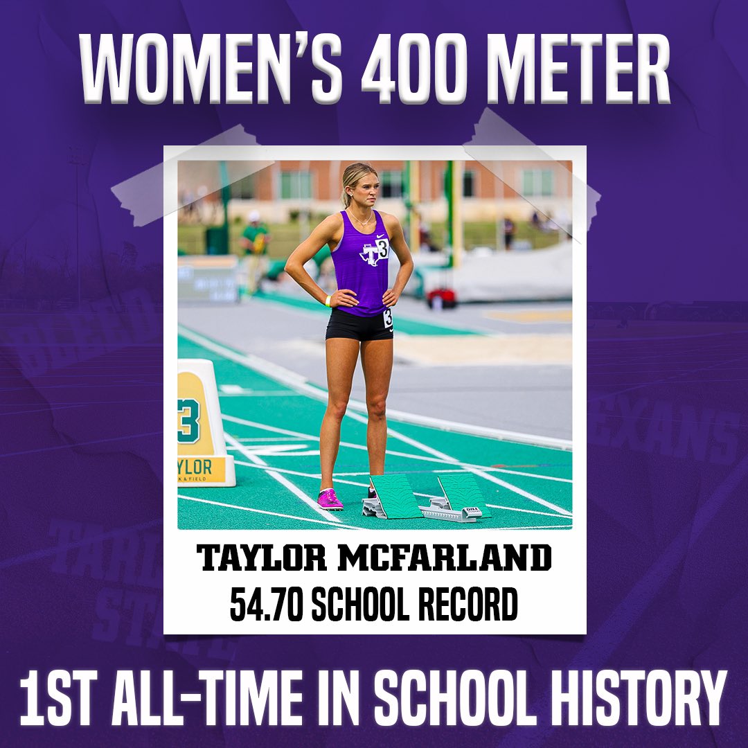 🚨SCHOOL RECORD🚨 Taylor McFarland now holds the School Record for in the Women’s 400 meter following her time of 54.70 at the Michael Johnson Invitational at Baylor!