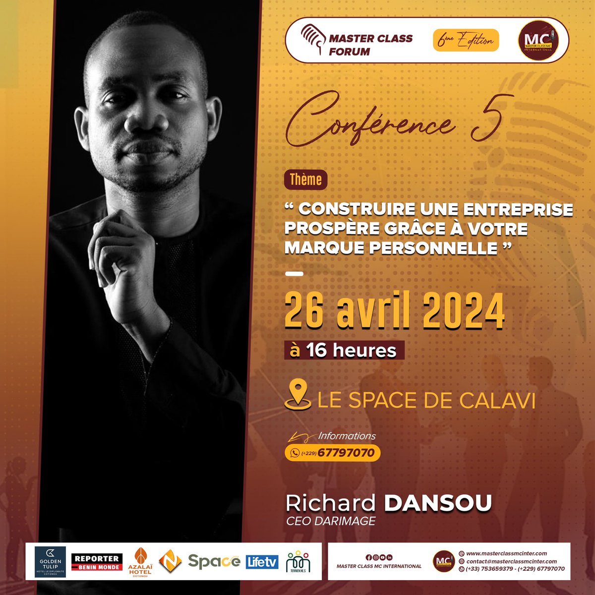 lebeninautremen's tweet photo. Ce vendredi, la Masterclass MC International s’invite au Space pour la 6ème édition de la Masterclass FORUM.

Rejoignez Richard Dansou, Fortune Boko et d’autres passionnés pour échanger à partir de 16H00.

⚠️ Inscription obligatoire : https://t.co/LtZhh2Id6a

#LeSpacedeCalavi https://t.co/xvEz0MwHLg