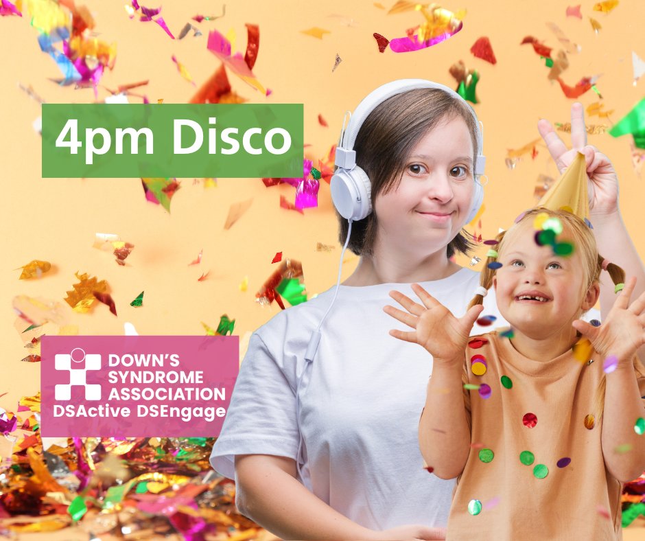 Fancy a DISCO DANCE tomorrow? 🕺💃 Our online #DSEngage 4pm Tuesday Disco is a family-friendly, fun-packed session of dancing for people who have Down's syndrome of all ages. Join us for FREE! Click here to register: loom.ly/HOSfvY8