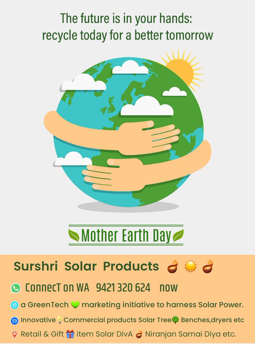 We at #SurshriSolarProducts are committed towards harnessing free & abundant renewable energy available to us : #SOLAR🌞

Ours is an #GreenTech organization with sole aim of marketing these products & in creating awareness for usage of these #SolarProducts 

#EarthDay2024 #Solar