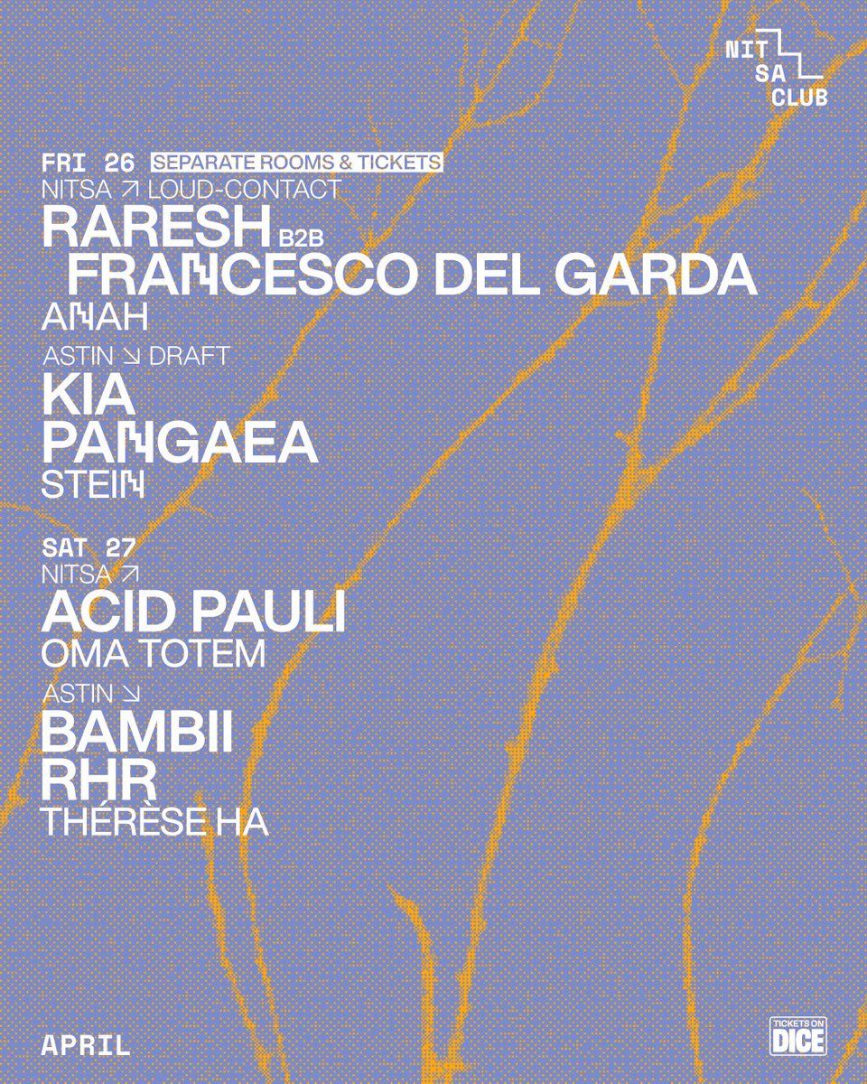 ✴️ Here’s what’s in store for you on Nitsa Club’s final weekend of April! ✴️ ➤ Raresh b2b Francesco Del Garda, Kia, @pangaea_dj, Acid Pauli, @bam8ii, @rhrmusiq & many more… Secure your tickets now: dice.fm/promoters/nits…