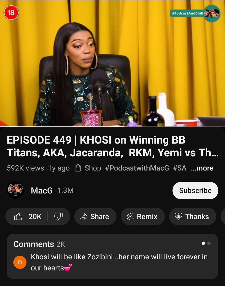 I was watching this podcast abd chill with MacG and Sol , and that comment underneath caught my eyes, was it a lie? He'll no

KHOSI TWALA X ACTIVE LIFESTYLE 
KHOSI TWALA X GOOD DEEDS
#Khosireigns 
#KhosiTwala