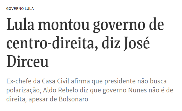 Não joga esse governo pra direita não, Dirceu. Esse é de vocês.