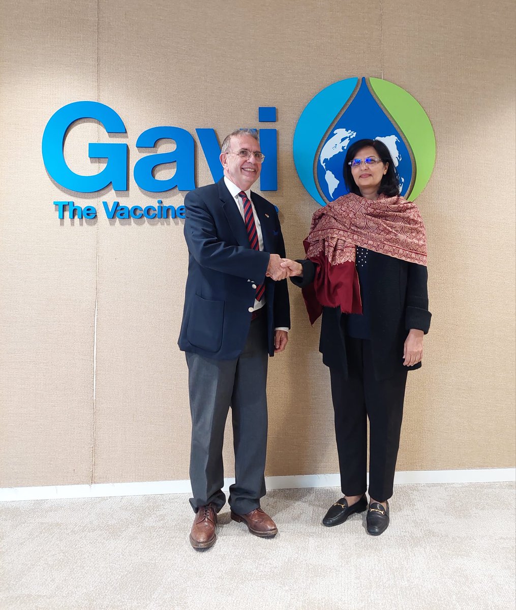 🇮🇹 Amb Grassi: “Fruitful and friendly meeting w/ @gavi CEO Ms @SaniaNishtar. Underlined importance for Italy of partnership w/ #GAVI and reaffirmed our commitment to advancing #HealthForAll w/ special focus on #Africa development, in line w/ the priorities of 🇮🇹 #G7 Presidency'.