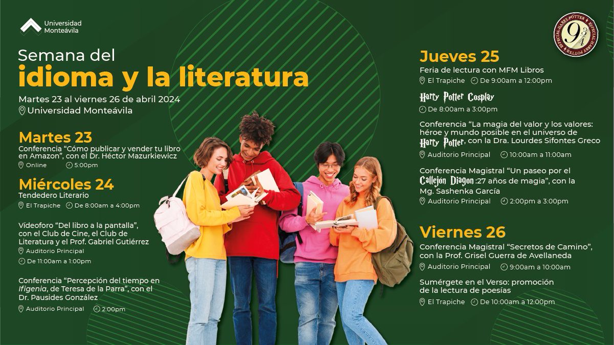 ¡La Universidad Monteávila celebra la Semana del Idioma y la Literatura! ✨
Del 23 al 26 de abril, será el viaje extraordinario a través del universo de las letras y de la lectura. #celebraellenguaje