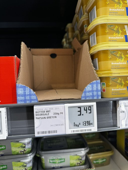 they were out of my butter today.. paying the price for not having a back up https://t.co/f9M9l3zjzD