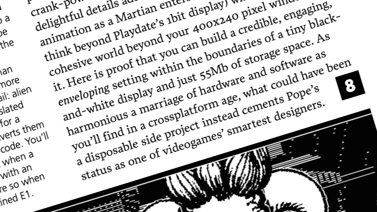 It's a major milestone for us: the first-ever Playdate game reviewed in Edge magazine. And it's an 8/10! Huge congrats to Mars After Midnight and Lucas Pope. You can read it in Apple News+ — apple.news/I0dZ5NliZSPqml… — or buy a hardcopy of Issue #397 here: magazinesdirect.com/az-single-issu…