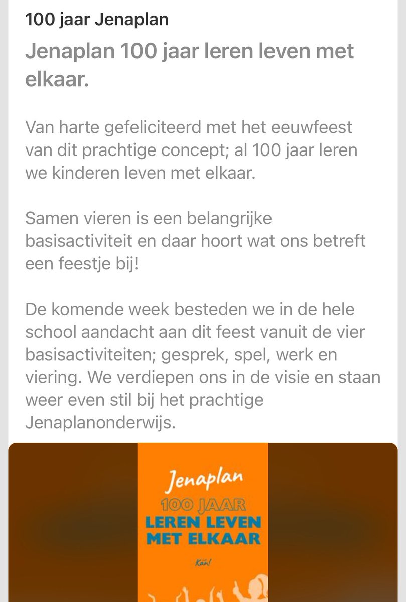 Jannekevdklas's tweet photo. 🎉 100 jaar Jenaplan 🎉 
Dat wordt gevierd @Sterredans 

@JenaplanNJPV @HetKanvhkind @jenaplan_nu 
#PeterPetersen #Jenaplan #samenvieren #samenleven https://t.co/rf9wPnLr1f