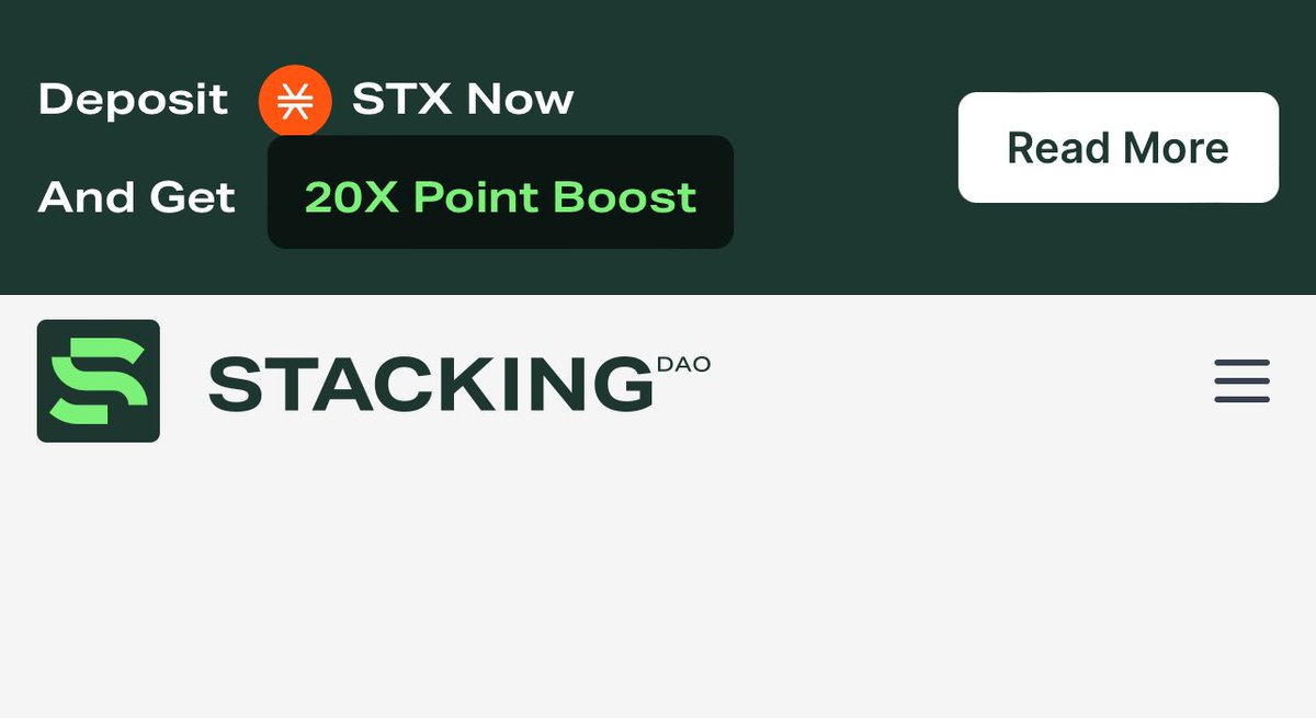 Algorithm.btc (@godfred_xcuz) on Twitter photo 🤯 20X points bonus on $STX deposit in <a href="/StackingDao/">Stacking DAO</a>
👉 app.stackingdao.com/stack?referral… 🤯 20X points bonus on $STX deposit in <a href="/StackingDao/">Stacking DAO</a>
👉 app.stackingdao.com/stack?referral…