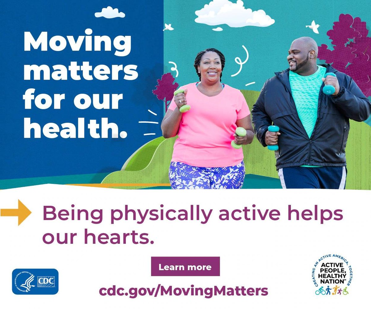 Everyone should have safe and accessible places for physical activity. Learn how CDC’s Active People, Healthy Nation is promoting physical activity across America. bit.ly/2zxiYY0 #ActivePeople
