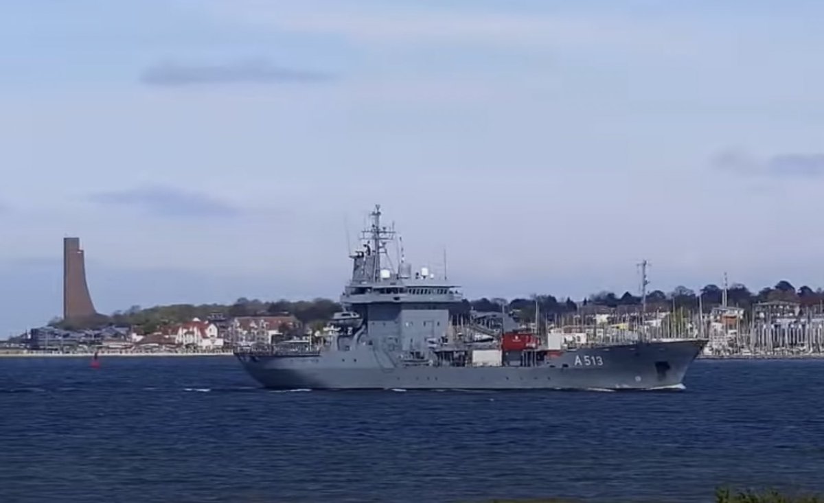 German Navy Elbe-class replenishment ship FGS Rhein (A513) coming into Kiel, Germany - April 22, 2024 #fgsrhein #a513 SRC: webcam