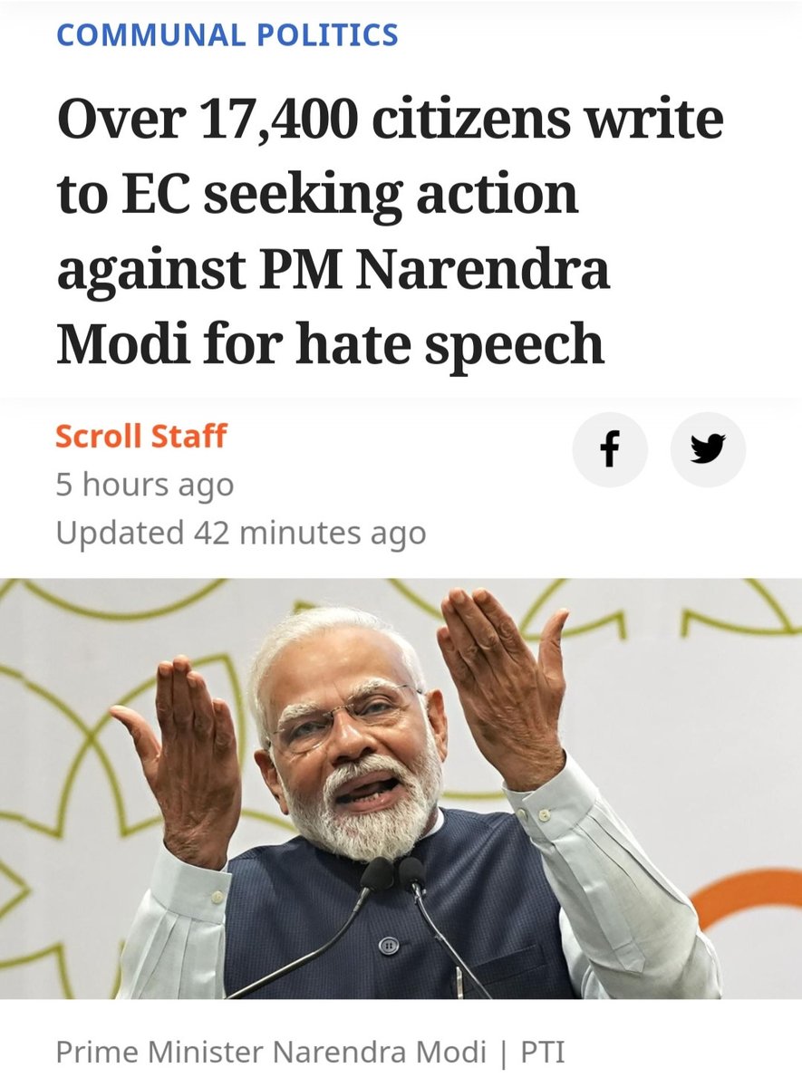 Over 17,400 citizens write to the Election Commission seeking action against PM Narendra Modi for hate speech.